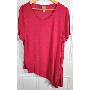 Chico's Asymmetric Hem Short Sleeve Top Size XL (Chico's Size 3)